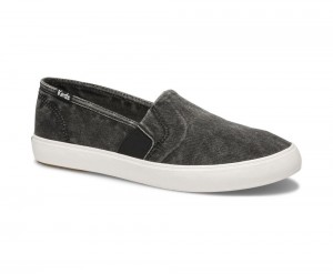 Keds Clipper Washed Solids Slip On Damen Schwarz | XOU483759