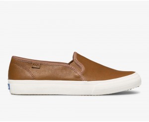 Keds Double Decker Leder Slip On Damen Braun | JHM931674