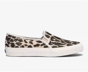 Keds Double Decker Leopard Slip On Damen Beige Schwarz | JGX740921