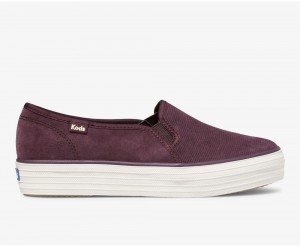 Keds Triple Decker Wildleder Burgundy Slip On Damen Bordeaux | WJZ729160