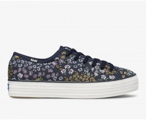 Keds Triple Kick Floral Sneakers Damen Navy | TDA836591