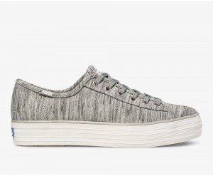 Keds Triple Kick Heathered Stripe Knit Sneakers Damen Grau | RUE985741