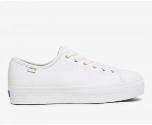 Keds Triple Kick Luxe Leder Sneakers Damen Weiß | ILR580432