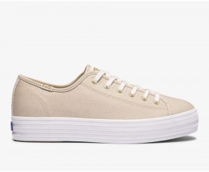 Keds Triple Kick Metallic Canvas Sneakers Damen Gold | QPH036784