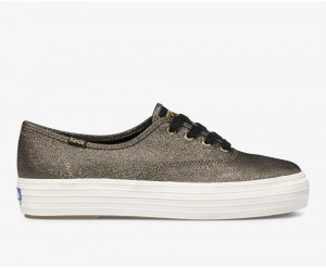 Keds Triple Metallic Twill Sneakers Damen Gold | DIV831754