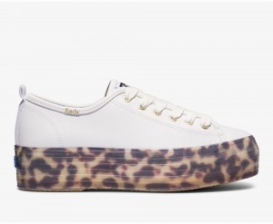 Keds Triple Up Leder Tortoise Foxing Sneakers Damen Weiß | ZTU159634