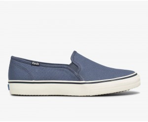 Keds Washable Double Decker Canvas Vintage Slip On Damen Blau | XEB430896