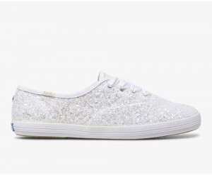 Keds x Kate Spade New York Champion Glitter Sneakers Damen Weiß | TJN971208