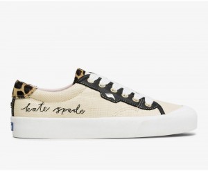 Keds x Kate Spade New York Crew Kick Leder Raffia Sneakers Damen Beige Schwarz | NEB756082