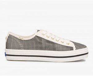 Keds x Kate Spade New York Triple Kick Stripe Mesh Sneakers Damen Schwarz | EQW912534