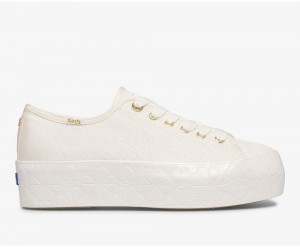 Keds x Kate Spade New York Triple Up Faille Logo Foxing Sneakers Damen Weiß | NEI240196