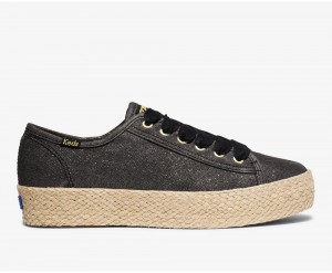 Keds x Organic Baumwoll Triple Kick Jute Sneakers Damen Schwarz | MRV425391