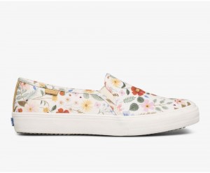 Keds x Rifle Paper Co. Double Decker Strawberry Fields Slip On Damen Weiß Mehrfarbig | KBR370269