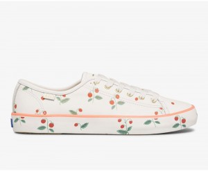 Keds x Rifle Paper Co. Kickstart Mini Strawberries Sneakers Damen Weiß | XCL059462