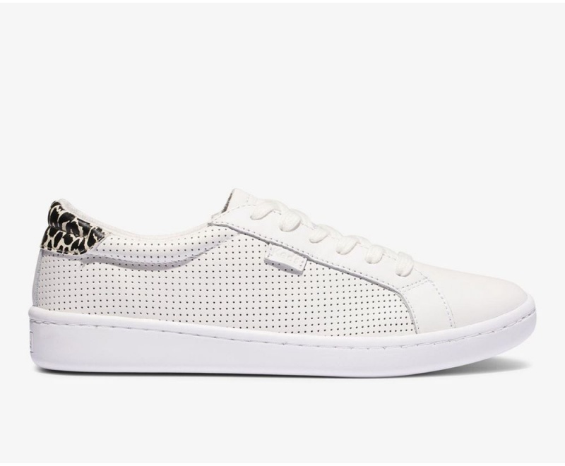 Keds Ace Leder White/Leopard Sneakers Damen Weiß Leopard | IED324518