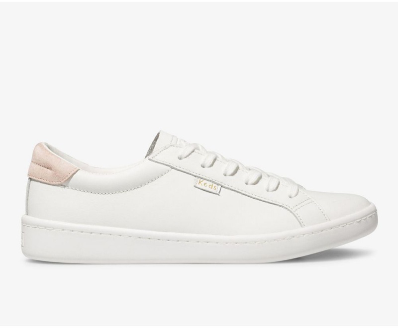 Keds Ace Leder White/Pink Sneakers Damen Weiß Rosa | XRN716485