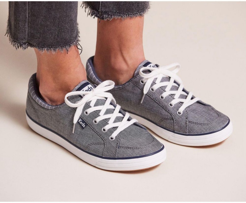 Keds Center II Chambray Stripe Sneakers Damen Navy | SHQ845106