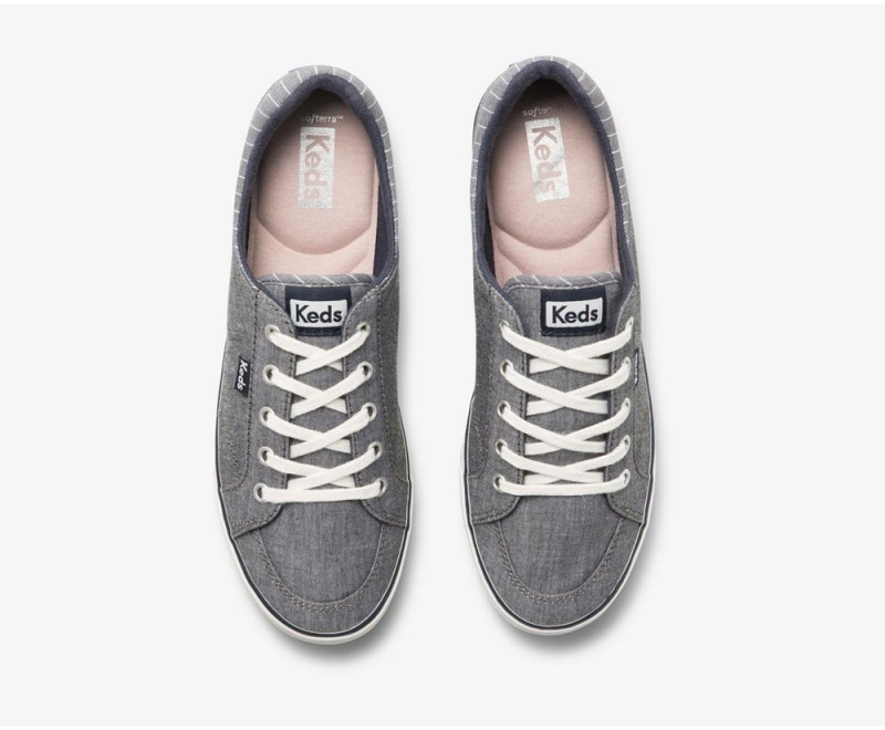 Keds Center II Chambray Stripe Sneakers Damen Navy | SHQ845106