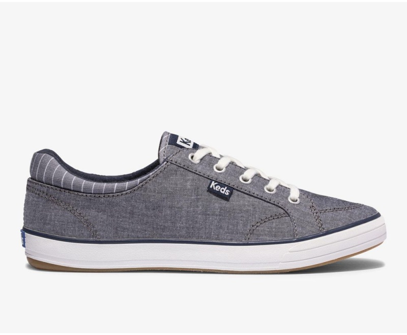 Keds Center II Chambray Stripe Sneakers Damen Navy | SHQ845106