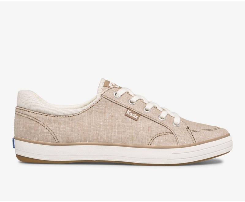 Keds Center II Chambray Stripe Sneakers Damen Beige | FSJ215837