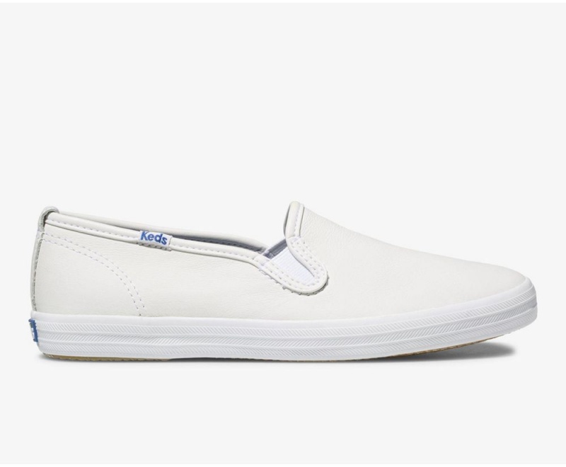 Keds Champion Leder Slip On Damen Weiß | OXY863502