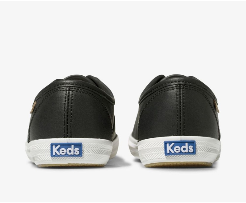 Keds Champion Luxe Leder Sneakers Damen Schwarz | APN819540