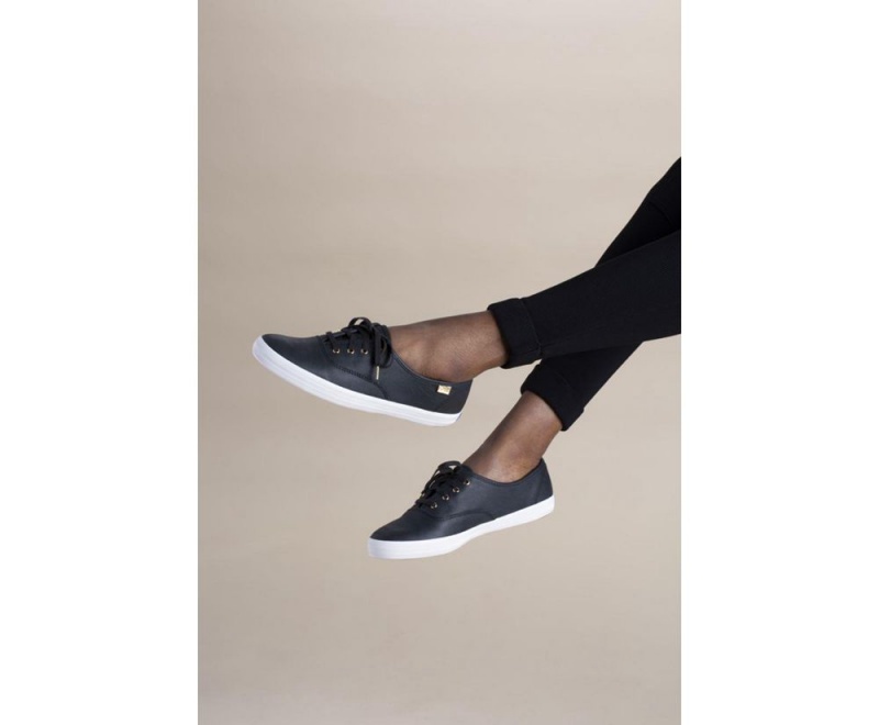 Keds Champion Luxe Leder Sneakers Damen Schwarz | APN819540