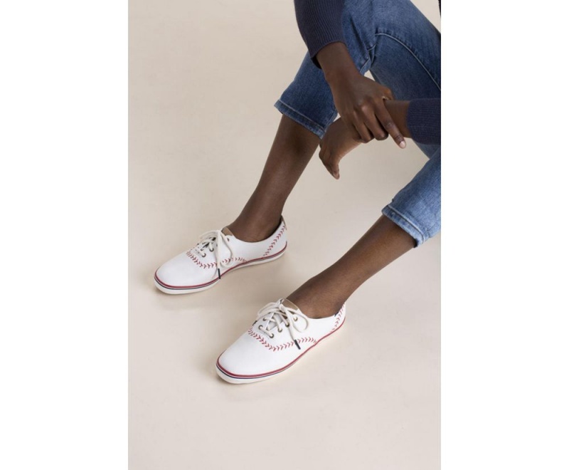 Keds Champion Pennant Leder Sneakers Damen Weiß | MFU381209