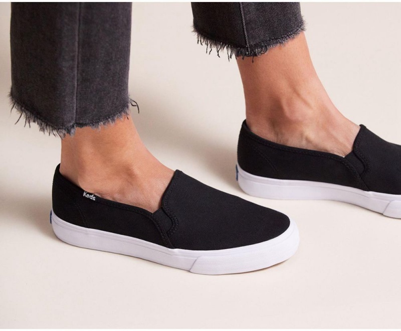 Keds Double Decker Canvas Slip On Damen Schwarz | BIO576318