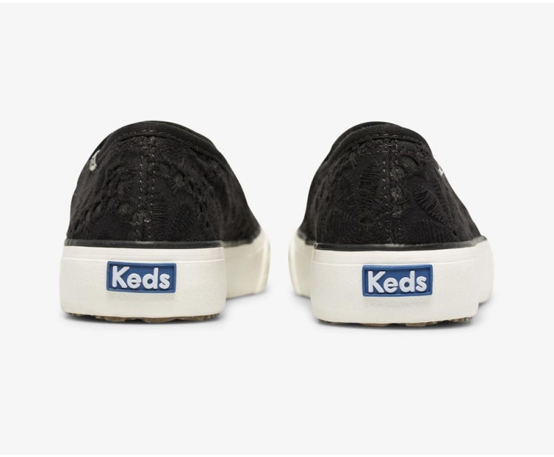 Keds Double Decker Eyelet Slip On Damen Schwarz | YDT450213