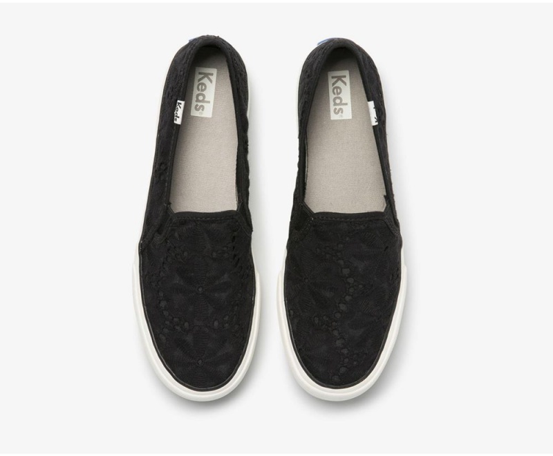 Keds Double Decker Eyelet Slip On Damen Schwarz | YDT450213