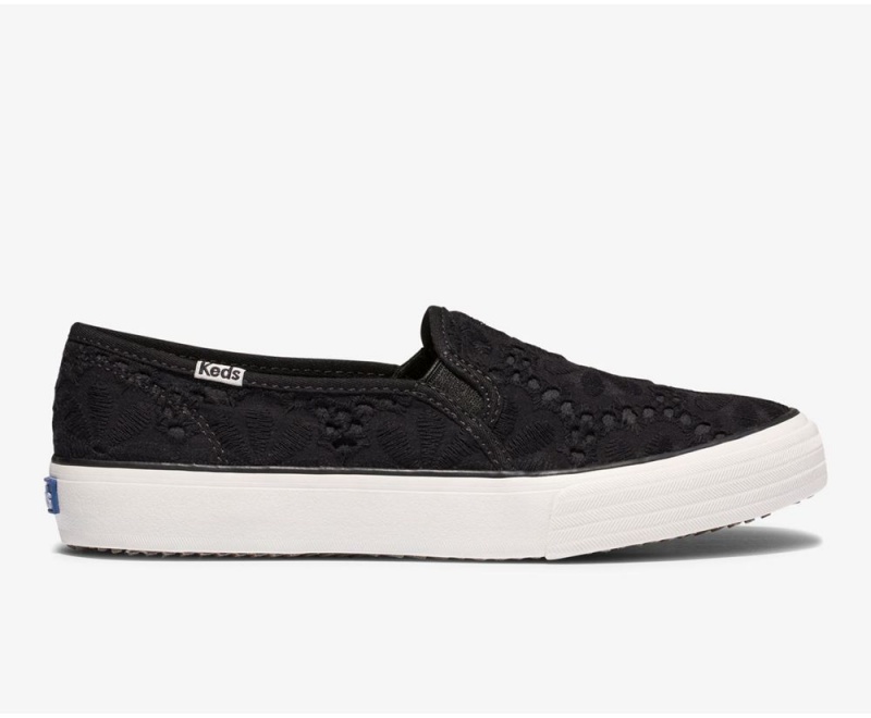 Keds Double Decker Eyelet Slip On Damen Schwarz | YDT450213