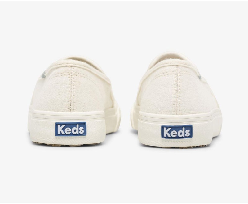 Keds Double Decker Gerippt Wave Jersey Slip On Damen Weiß | DCE865749