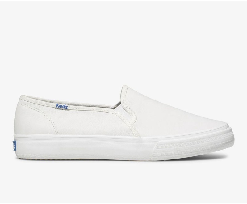 Keds Double Decker Leder Slip On Damen Weiß | ILH569427