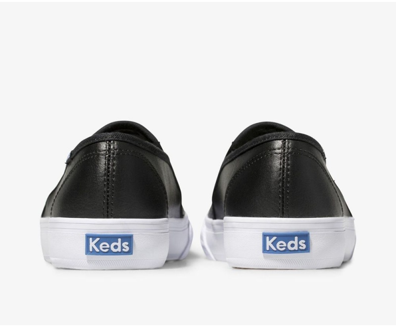 Keds Double Decker Perf Leder Slip On Damen Schwarz | KXF317864