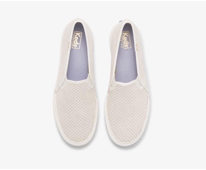 Keds Double Decker Perf Wildleder Slip On Damen Beige | CNS184759