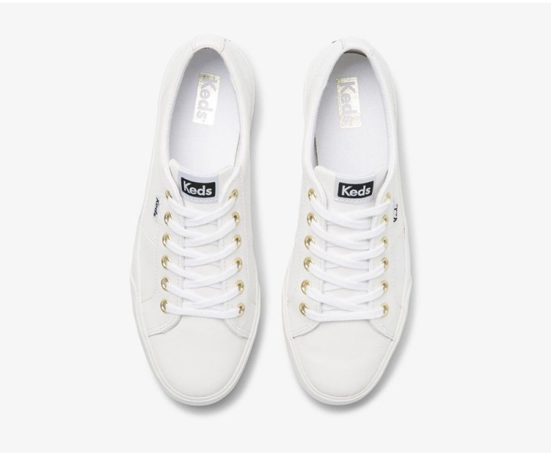 Keds Jump Kick Duo Leder Sneakers Damen Weiß | AER390674