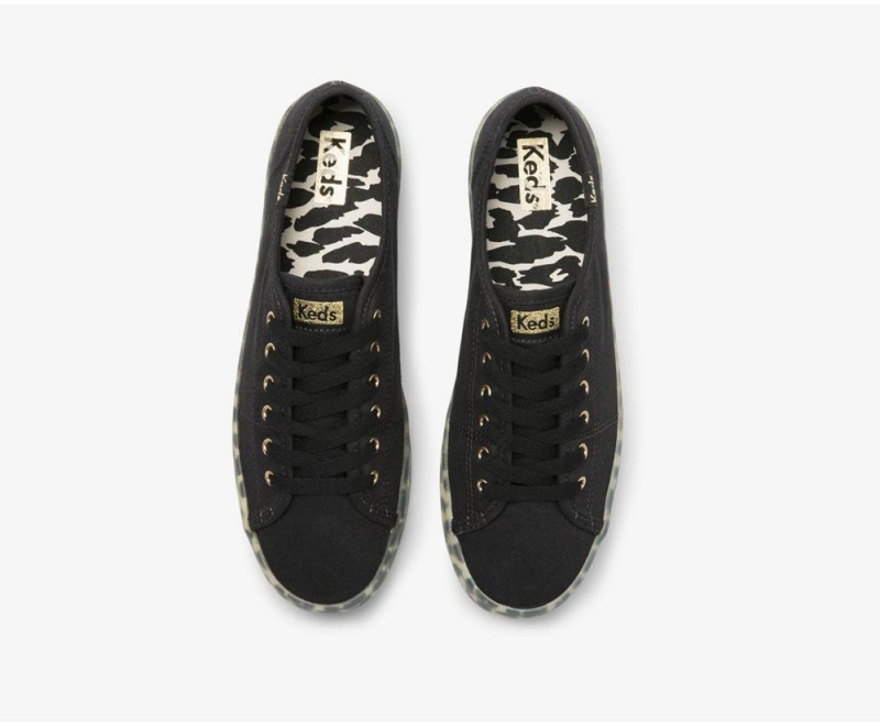 Keds Kickstart CanvasFoxing Sneakers Damen Schwarz | NPL749568