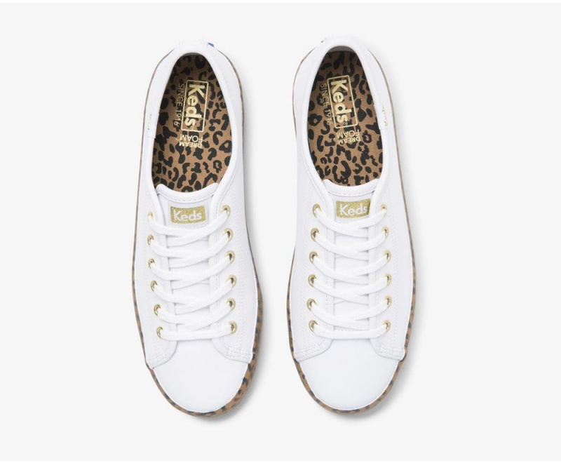 Keds Kickstart LeatherFoxing Sneakers Damen Weiß | SZQ173290