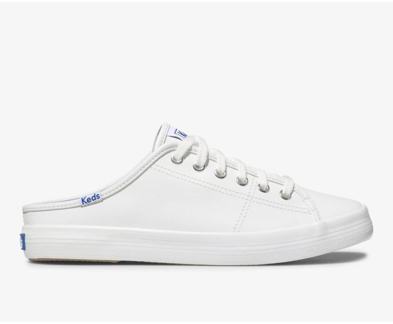 Keds Kickstart Leder Mules Damen Weiß | NIQ974038