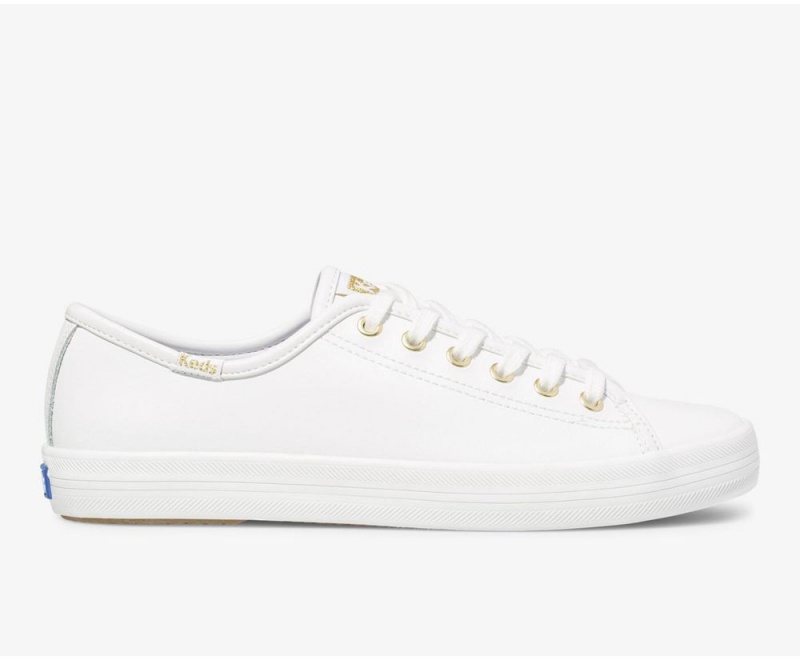 Keds Kickstart Leder Sneakers Damen Weiß | BNR975026