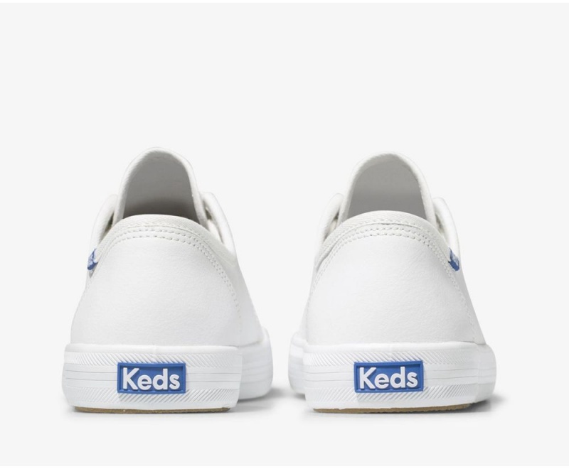 Keds Kickstart Leder Sneakers Damen Weiß | KXJ924673