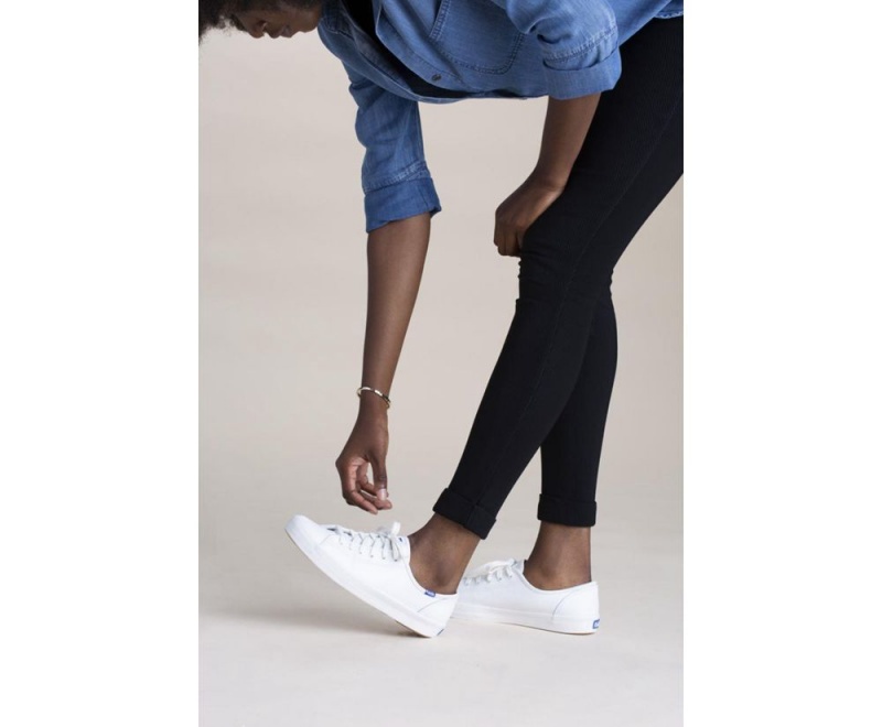 Keds Kickstart Leder Sneakers Damen Weiß | KXJ924673