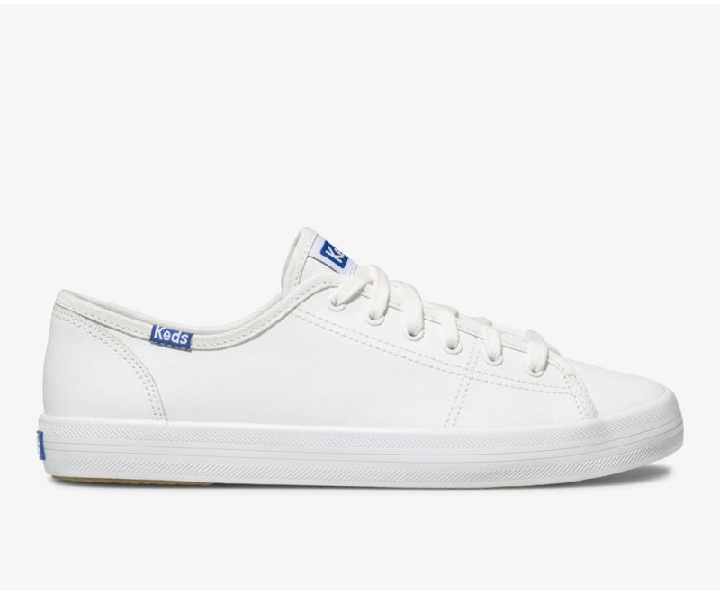 Keds Kickstart Leder Sneakers Damen Weiß | KXJ924673