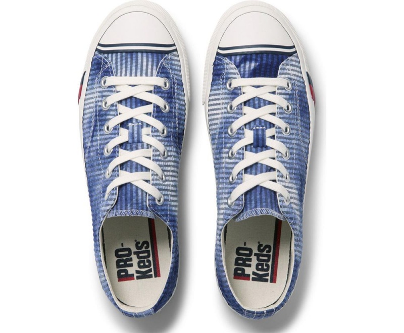 Keds Royal Lo Tie Dye Seersucker Sneakers Damen Blau | BTR702591