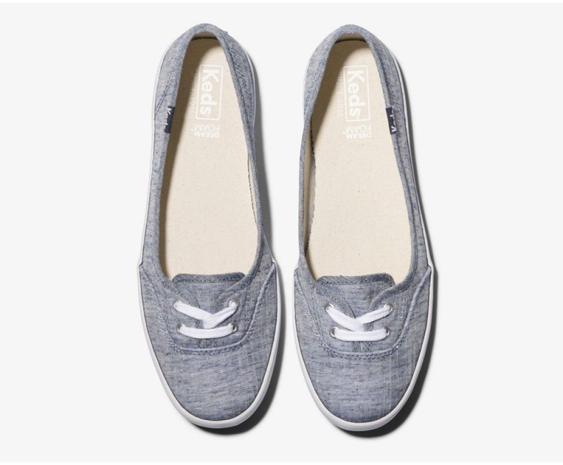 Keds Teacup Chambray Slip On Damen Blau | ZGL921835