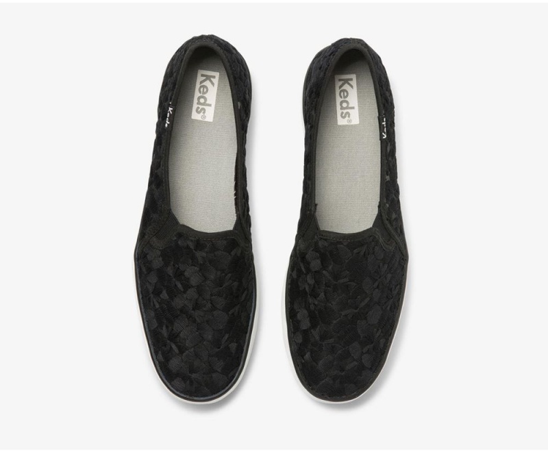 Keds Triple Decker Floral Embroidery Slip On Damen Schwarz | PAX049281