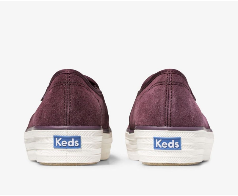 Keds Triple Decker Wildleder Burgundy Slip On Damen Bordeaux | WJZ729160