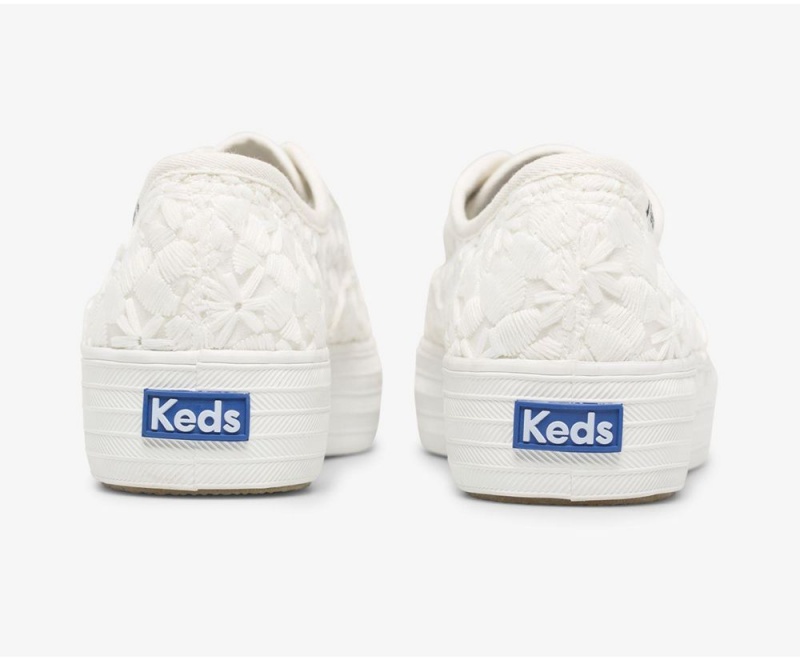 Keds Triple Floral Embroidery Sneakers Damen Weiß | CIE638941