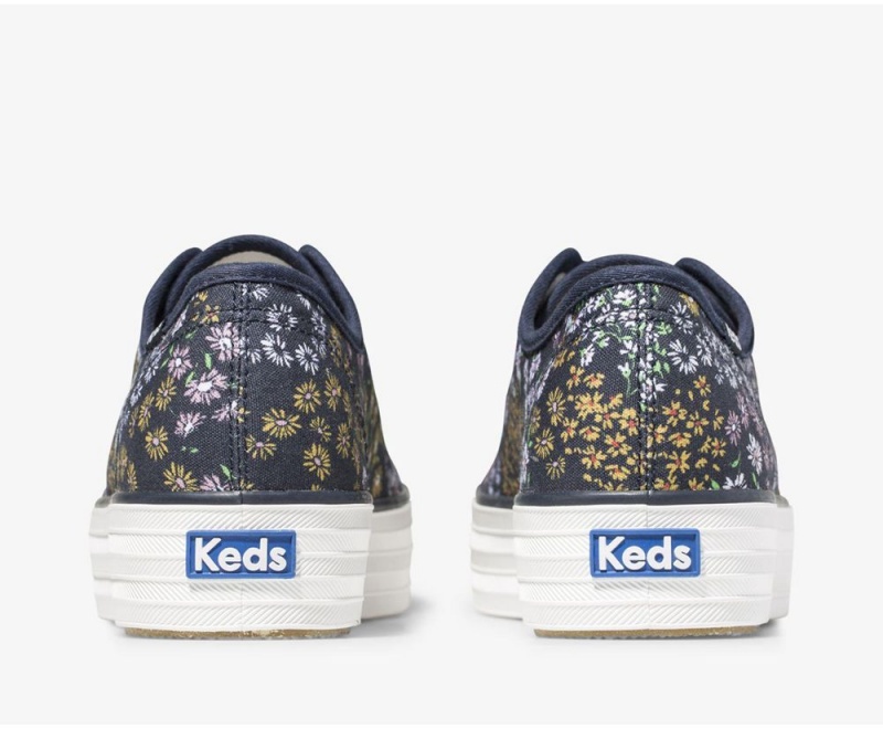 Keds Triple Kick Floral Sneakers Damen Navy | TDA836591